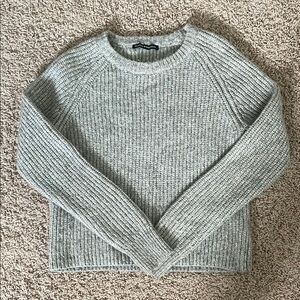 Brandy Melville Gray Crew Neck Sweater with Ribbed Knit